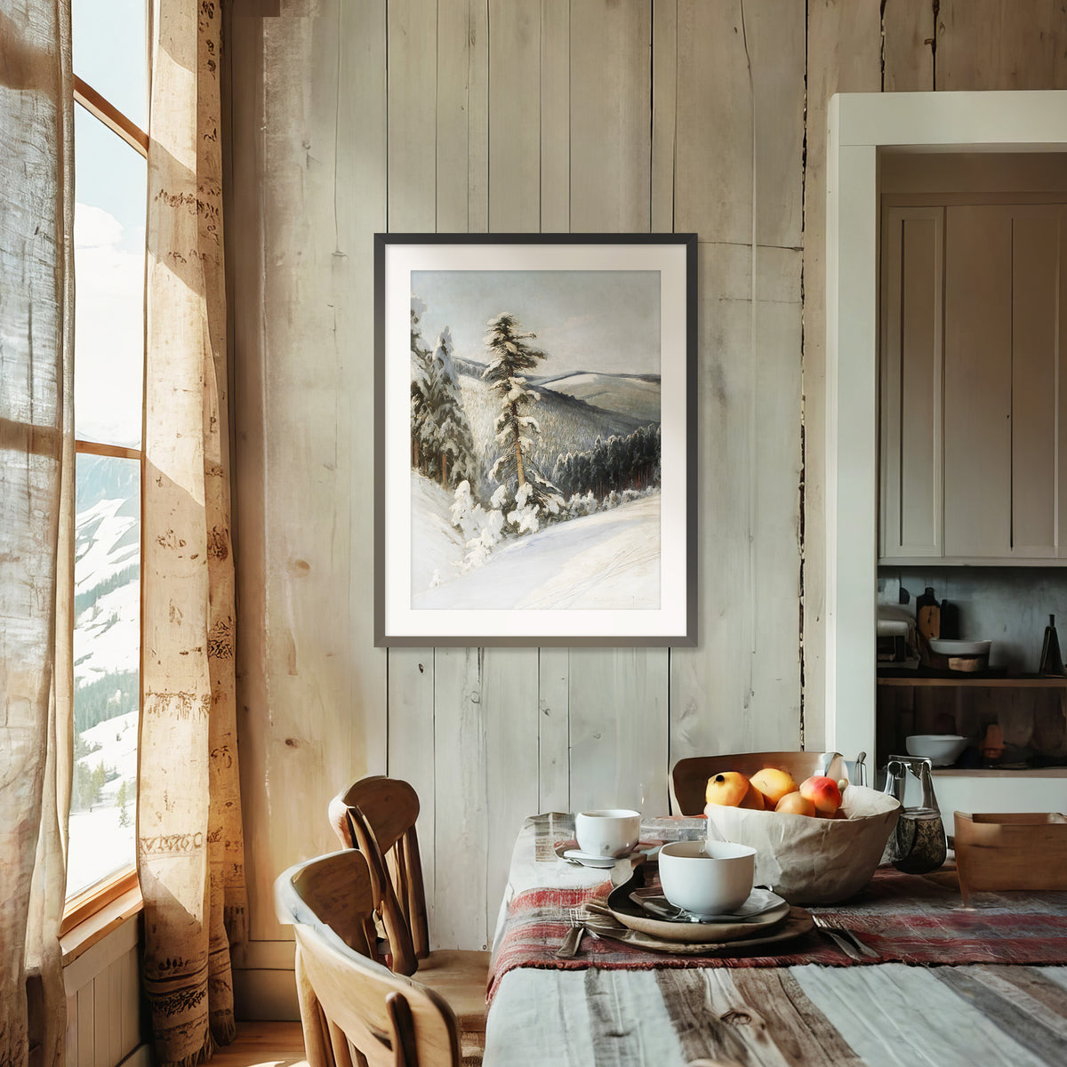 Snowy Forest Landscape - Sage and Rose Prints