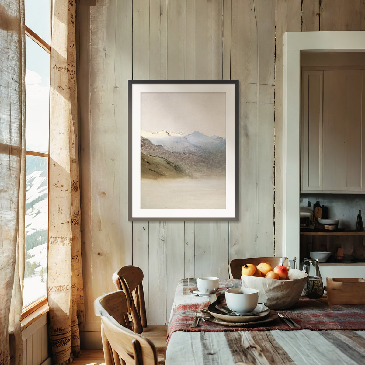 Muted Mountain Painting No1 - Sage and Rose Prints