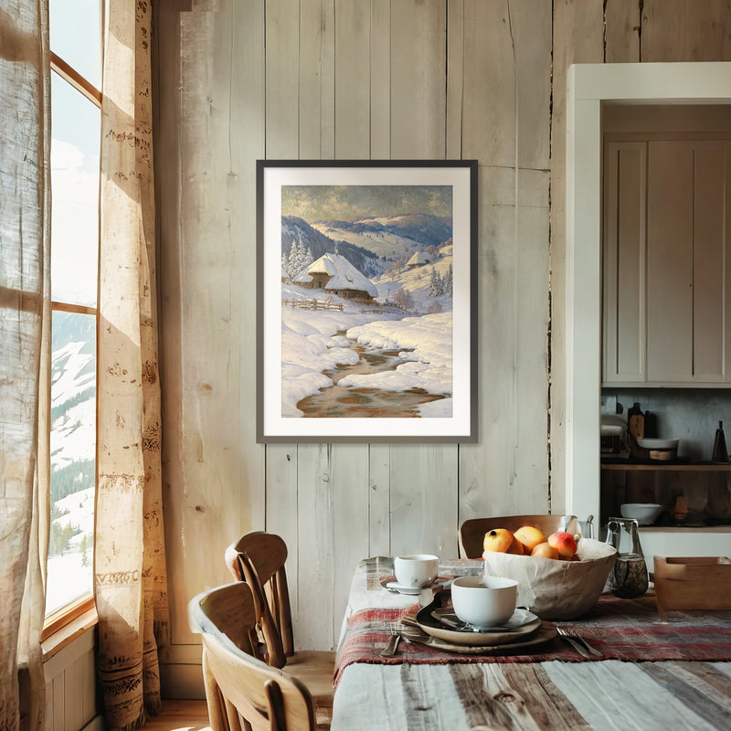 Cabin in the Snow Painting No1 - Sage and Rose Prints