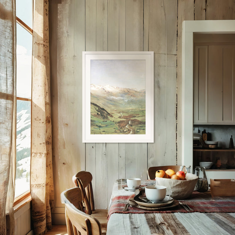 Sunny Mountain Valley Oil Painting No1 - Sage and Rose Prints