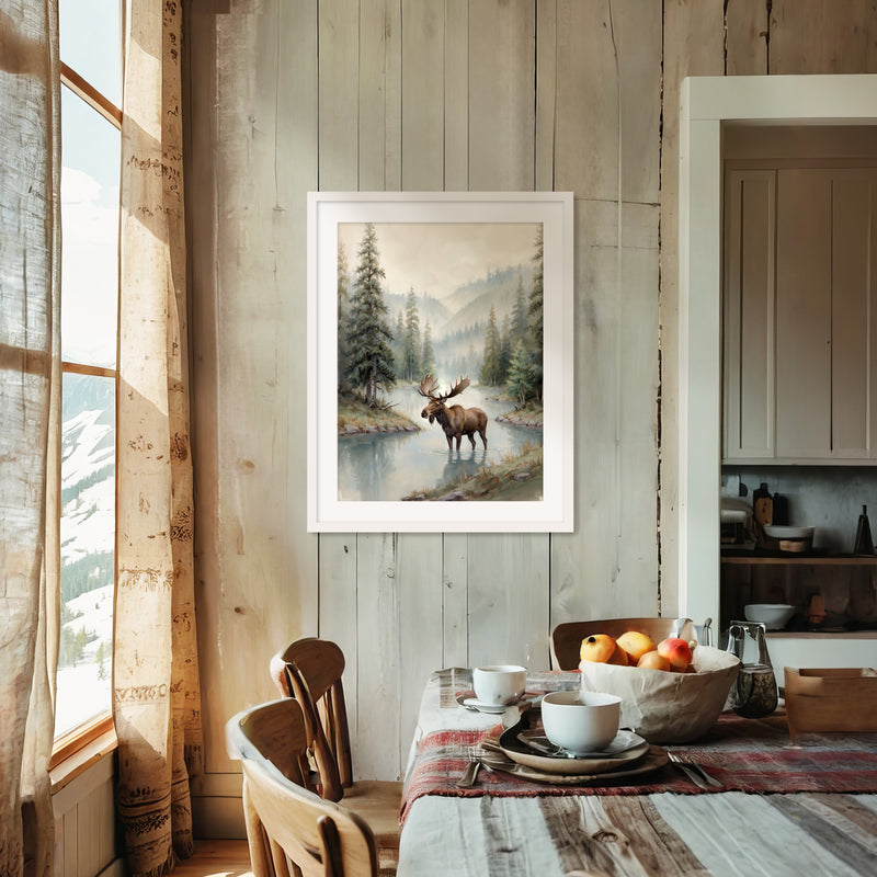 Watercolor Moose Art No1 - Sage and Rose Prints