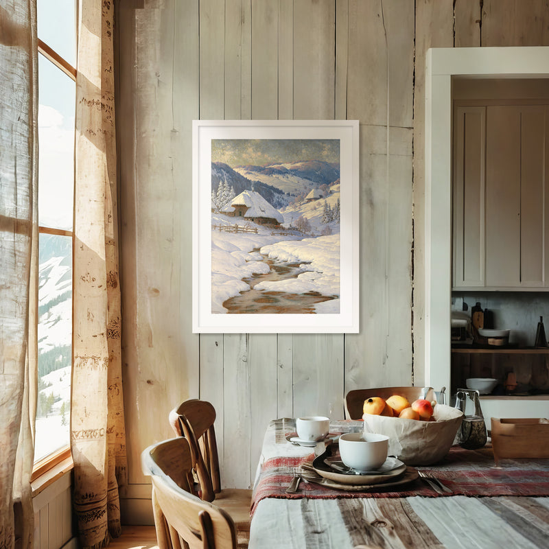 Cabin in the Snow Painting No1 - Sage and Rose Prints
