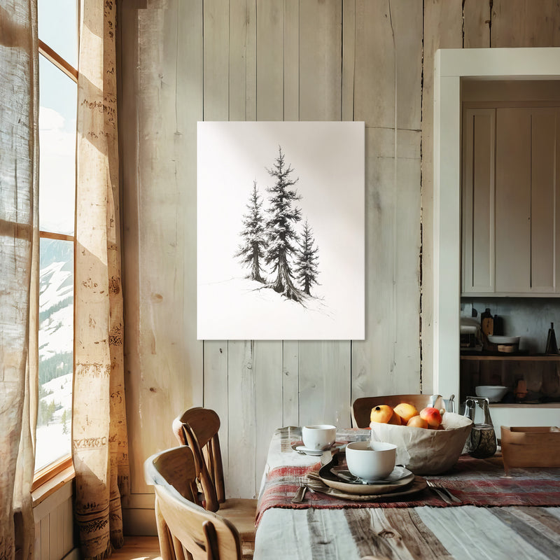 Black and White Drawing of Evergreen Tree - Sage and Rose Prints
