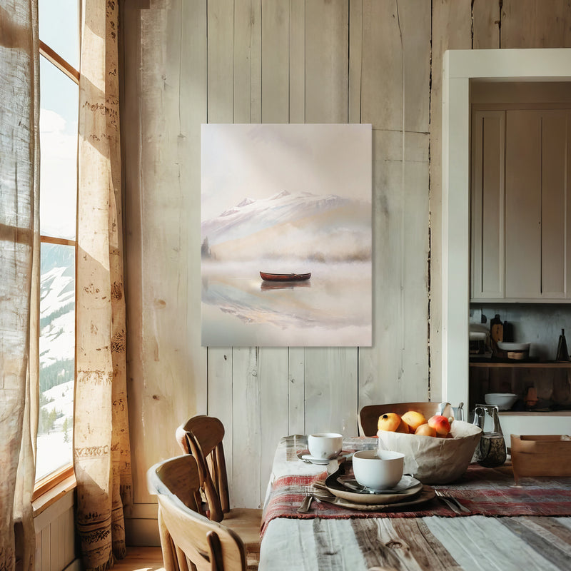 Misty Lake Painting No1 - Sage and Rose Prints