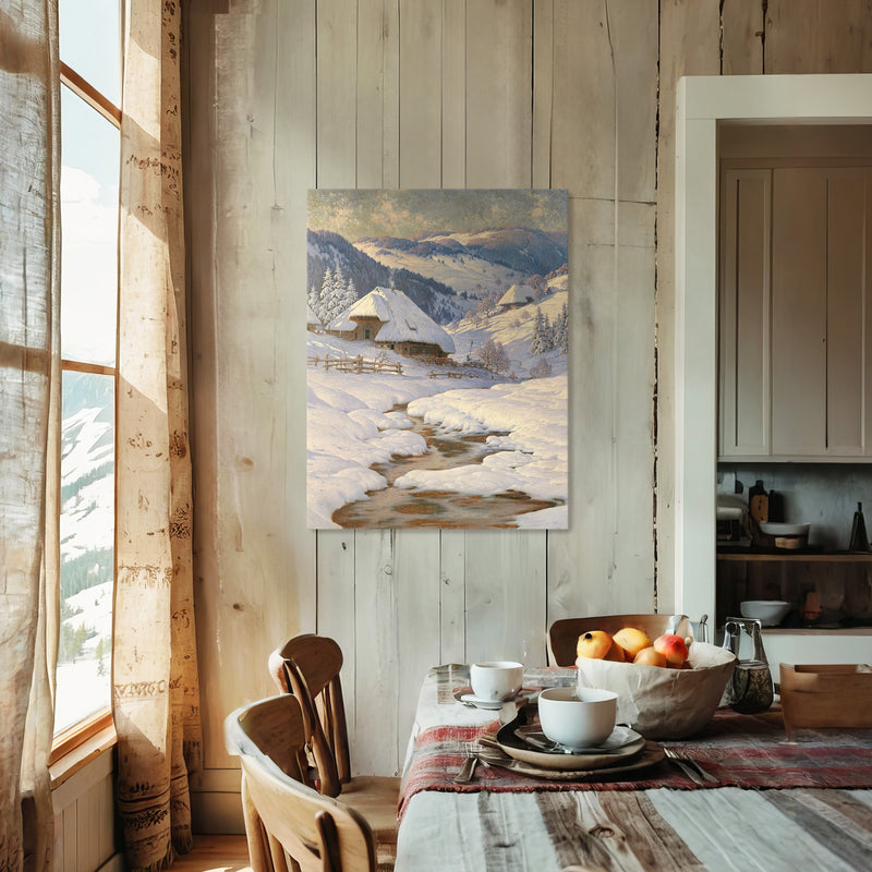 Cabin in the Snow Painting No1 - Sage and Rose Prints