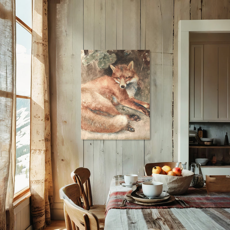 Old Masters Fox Painting No1 - Sage and Rose Prints