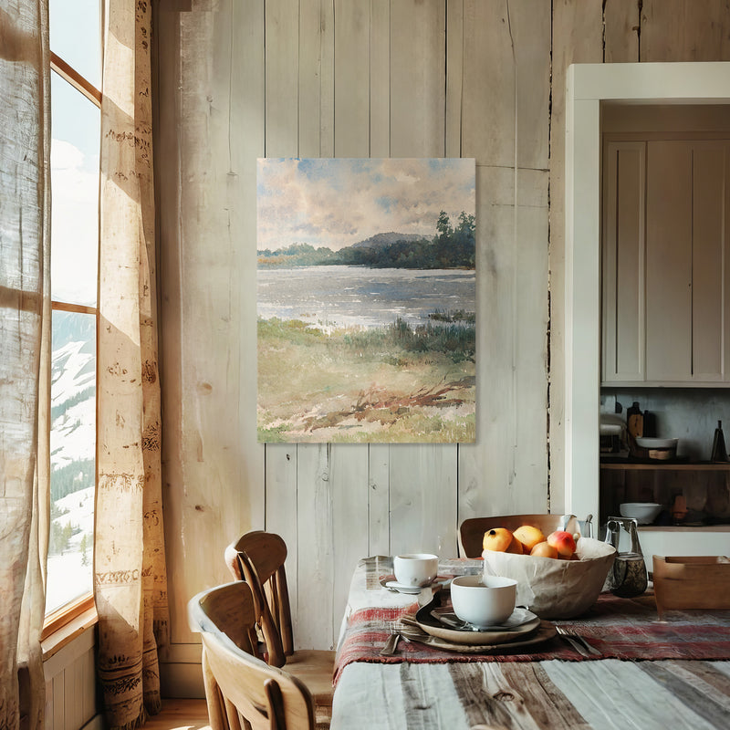 Peaceful Lake Painting - Sage and Rose Prints