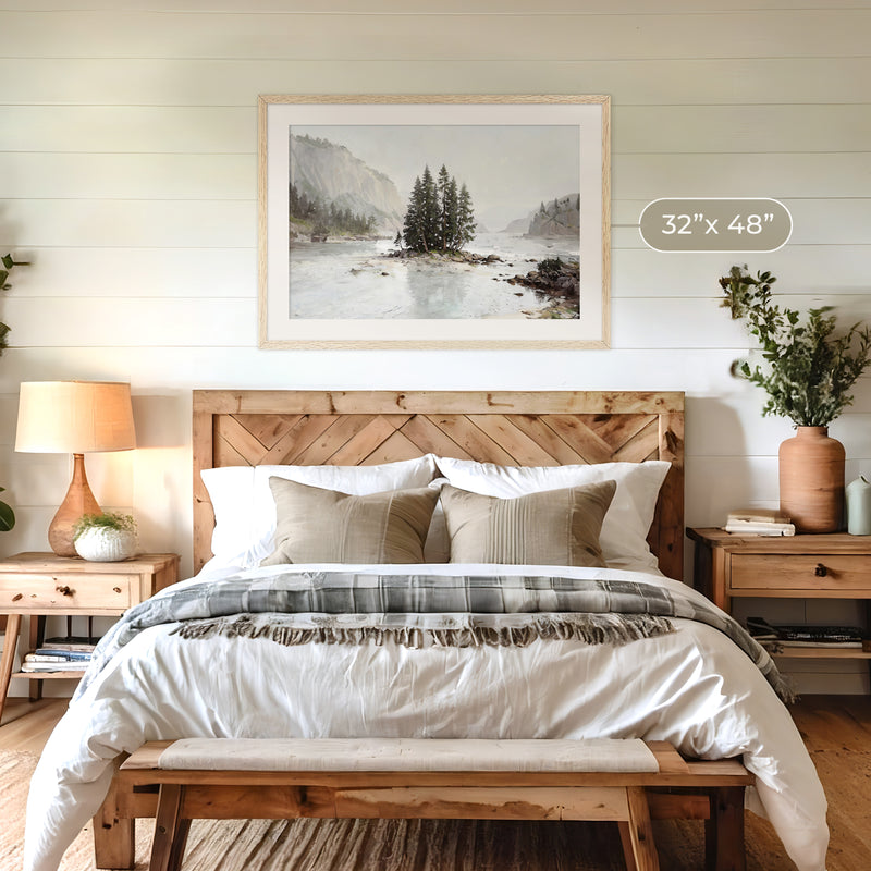 Misty Fjord Painting No2 - Sage and Rose Prints