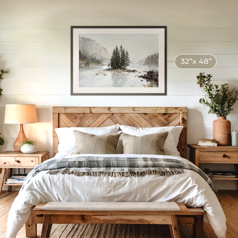 Misty Fjord Painting No2 - Sage and Rose Prints