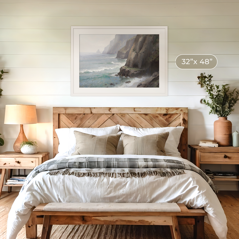 Misty Cliffs Painting No2 - Sage and Rose Prints