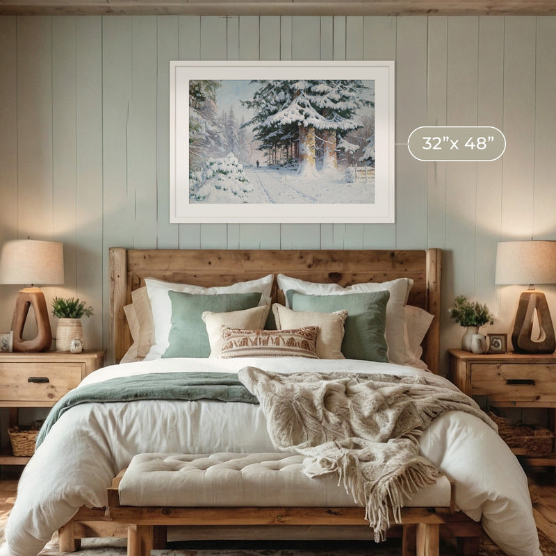 Snowy Forest Winter Wall Art - Sage and Rose Prints