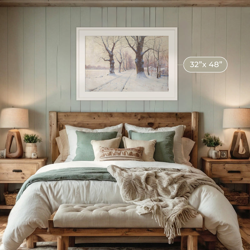 Winter Landscape in Pastel Colors - Sage and Rose Prints