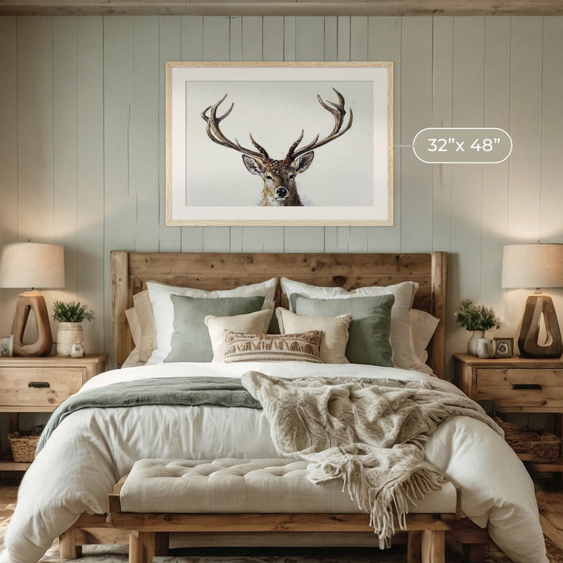 Buck with Antlers Wildlife Art - Sage and Rose Prints