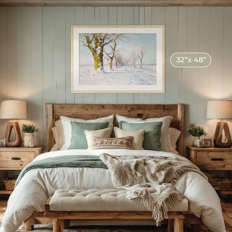 Sunny Winter Landscape Painting - Sage and Rose Prints