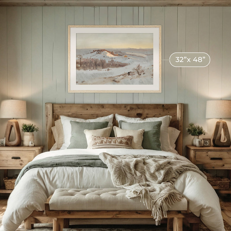 Muted Mountain Sunset Painting - Sage and Rose Prints