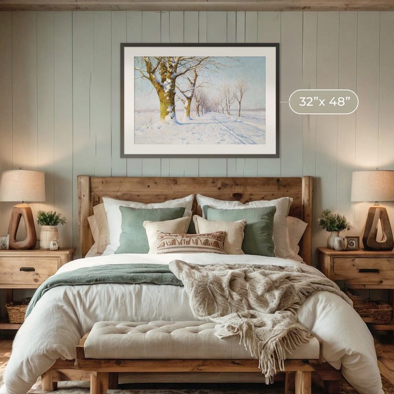 Sunny Winter Landscape Painting - Sage and Rose Prints