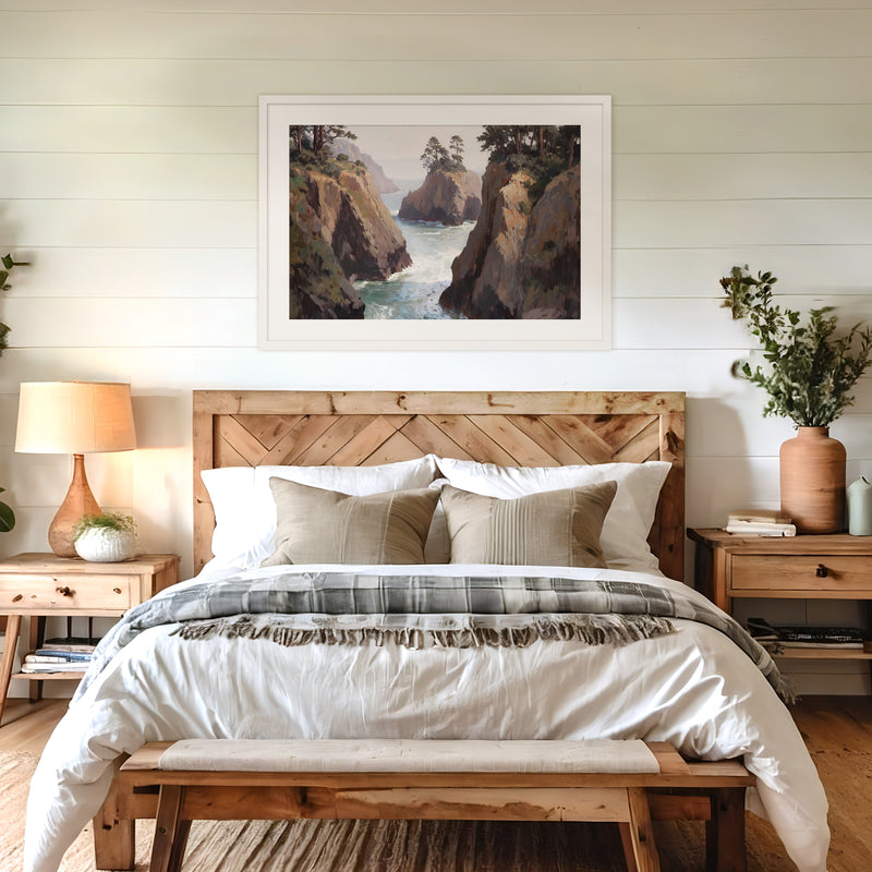 Ocean Cliffs and Glacial Blue Sea No2 - Sage and Rose Prints