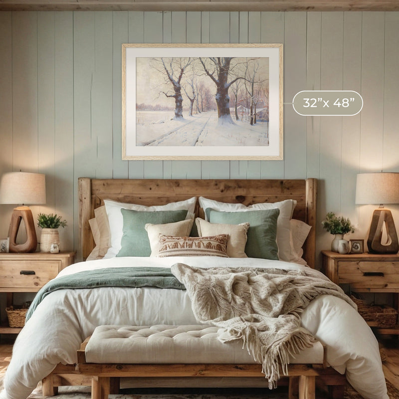 Winter Landscape in Pastel Colors - Sage and Rose Prints