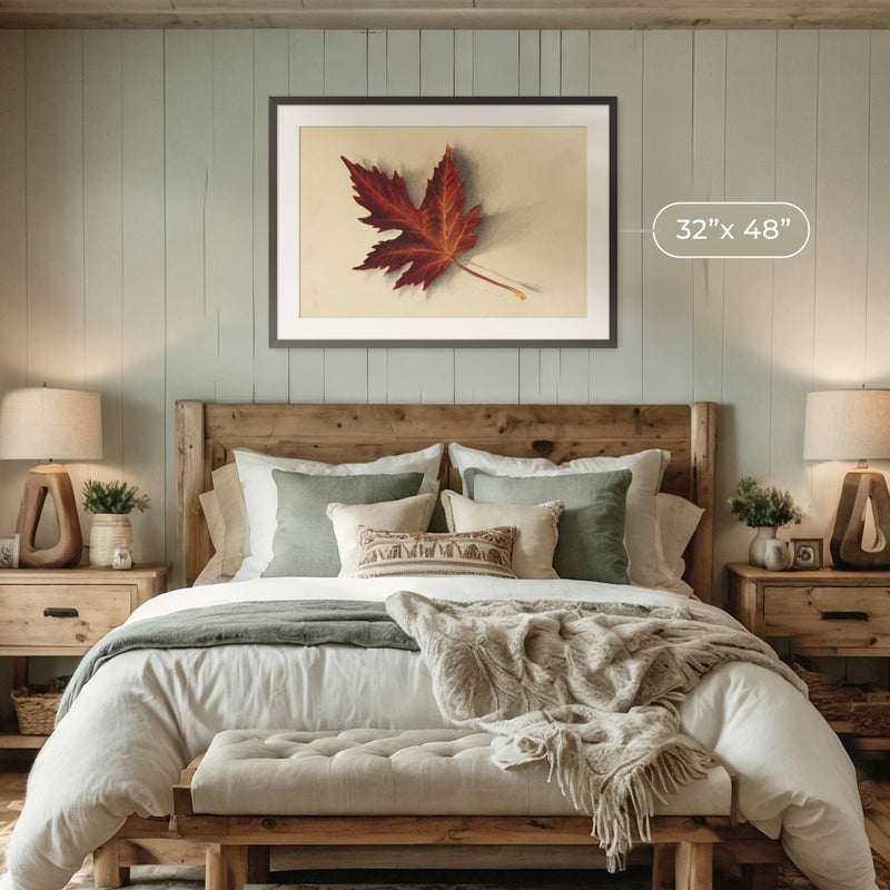 Leaf Drawing in Shades of Red No2 - Sage and Rose Prints