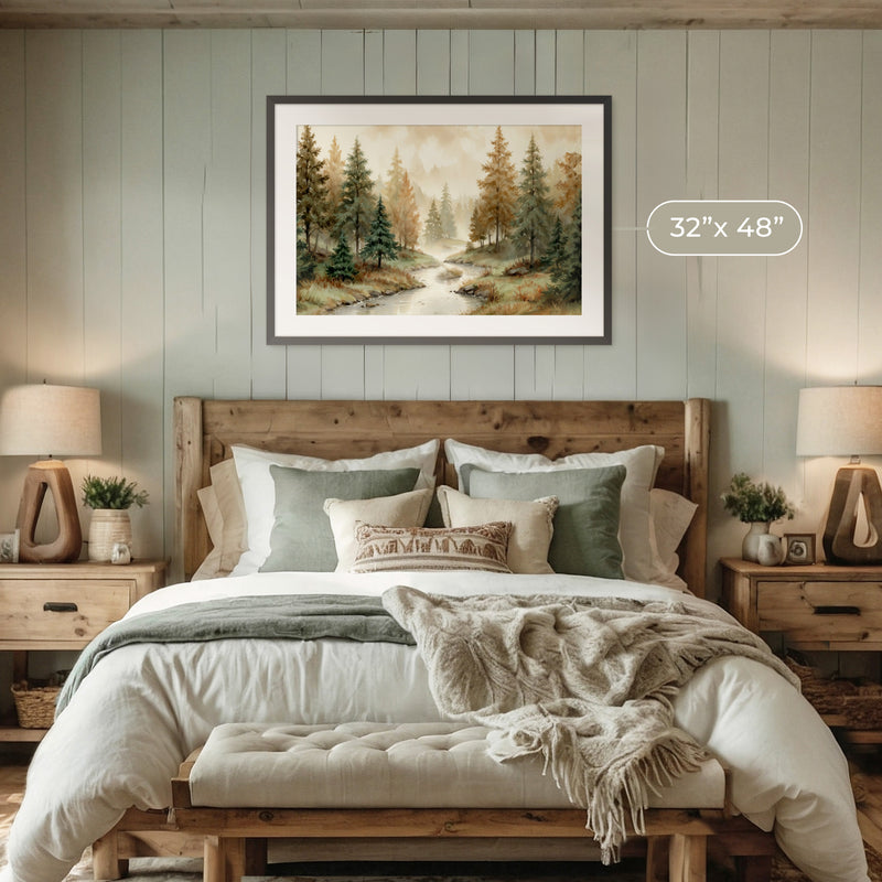 Forest Landscape in Fall Colors - Sage and Rose Prints
