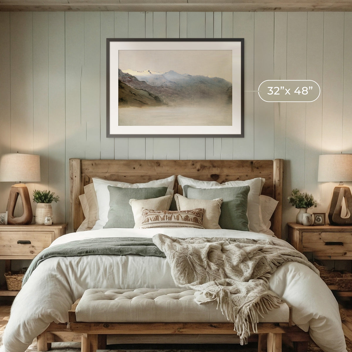 Muted Mountain Painting No2 - Sage and Rose Prints