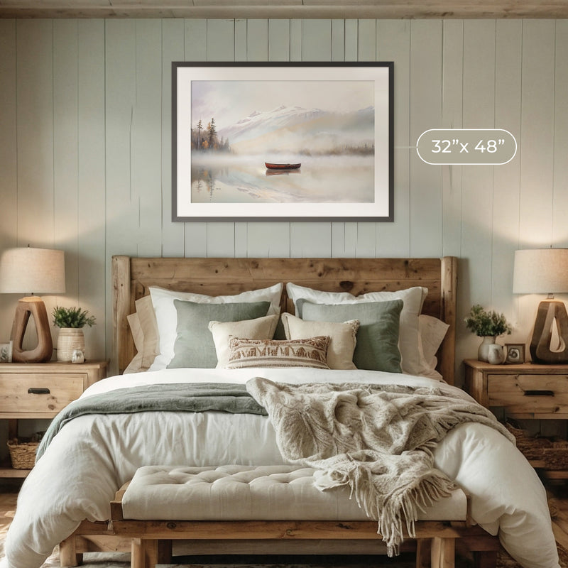 Misty Lake Painting No2 - Sage and Rose Prints