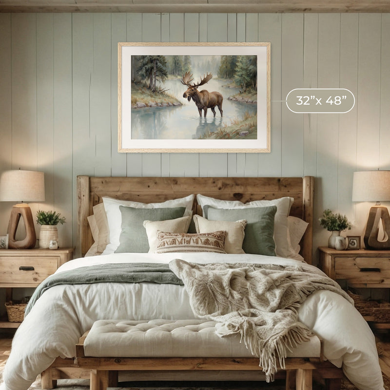 Watercolor Moose Art No2 - Sage and Rose Prints