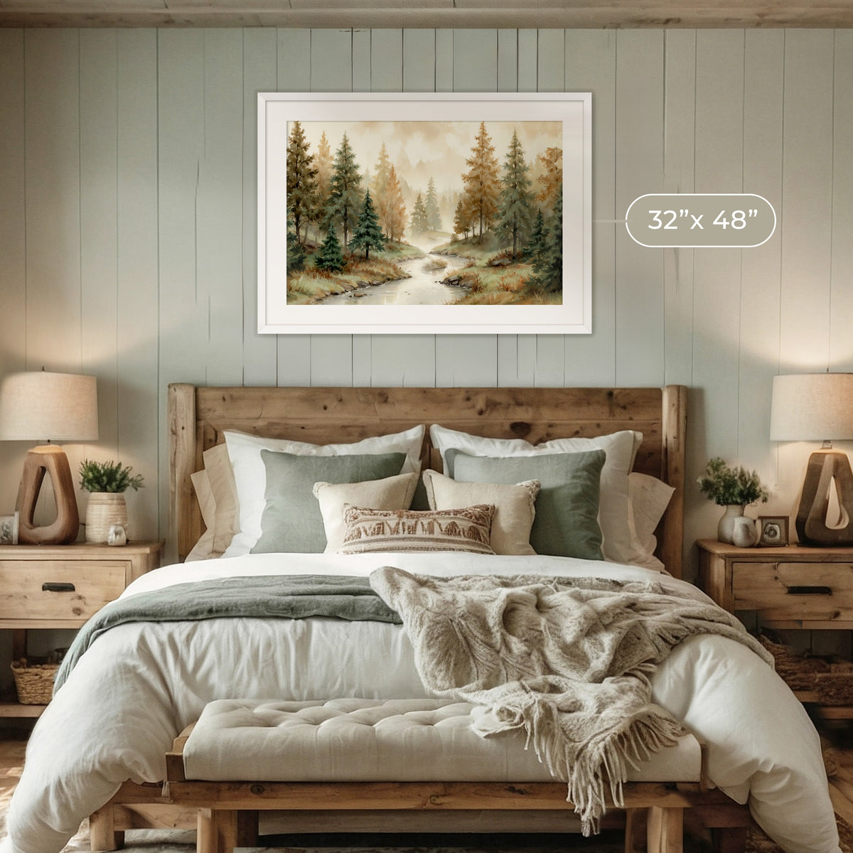 Forest Landscape in Fall Colors - Sage and Rose Prints