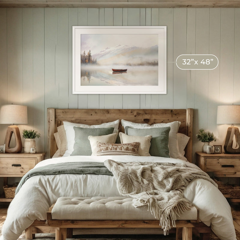 Misty Lake Painting No2 - Sage and Rose Prints