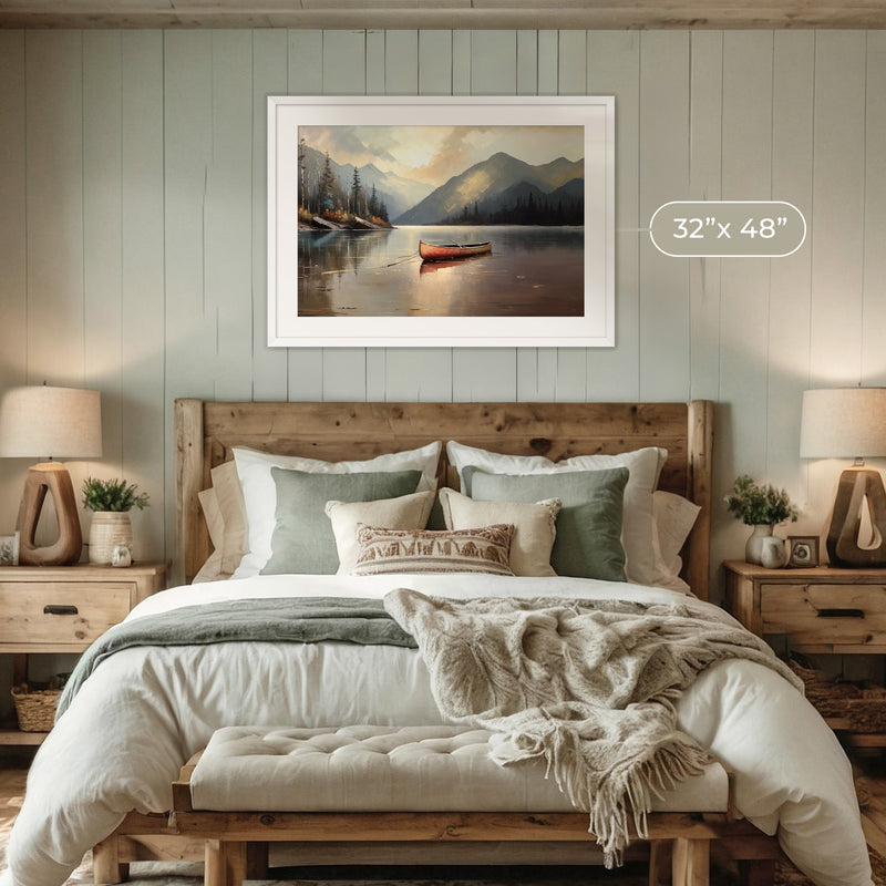 Lake Painting with Bright Colors No2 - Sage and Rose Prints