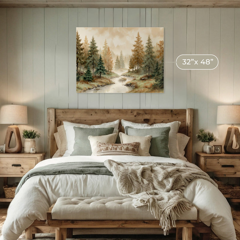 Forest Landscape in Fall Colors - Sage and Rose Prints