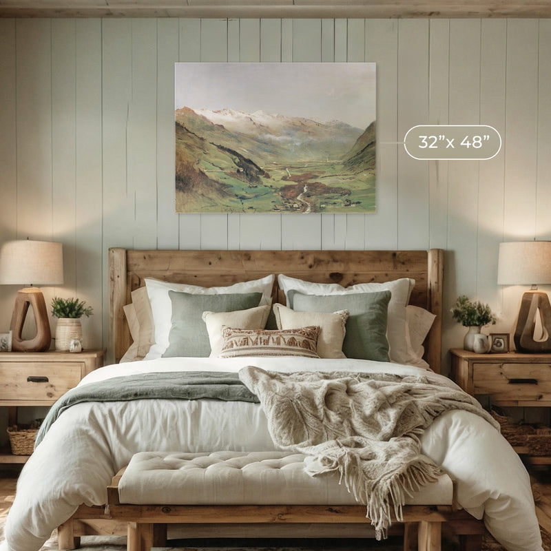 Sunny Mountain Valley Oil Painting No2 - Sage and Rose Prints