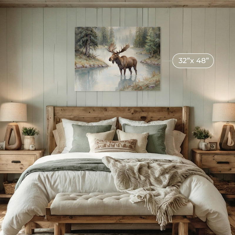 Watercolor Moose Art No2 - Sage and Rose Prints