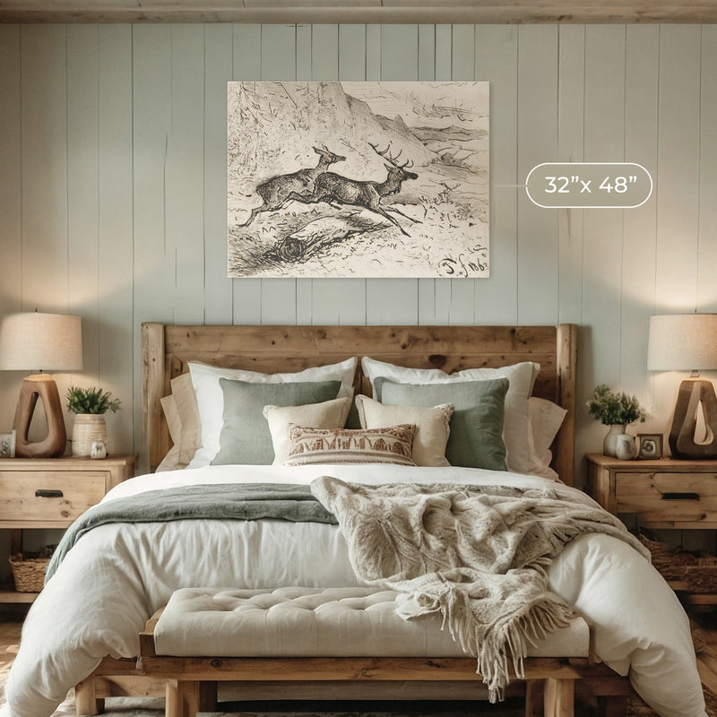 Charcoal Drawing of Deer No2 - Sage and Rose Prints