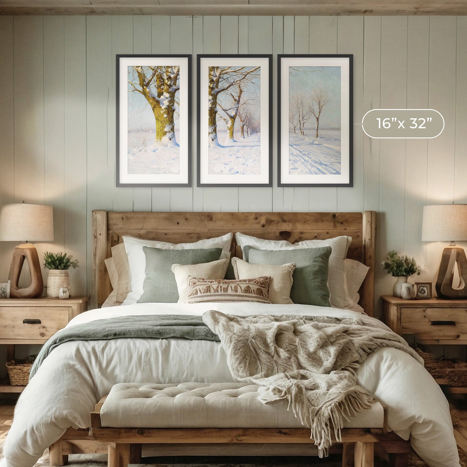 Nature Paintings 06-3x is winter forest scene in old-masters painting style ideal for interior design and decorating AirBnBs sold by Sage and Rose Prints