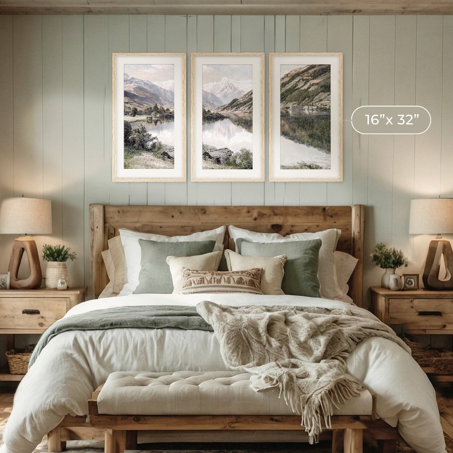 mountain painting for Nature Painting designed for AirBnB rental interior decorating by Sage and Rose Prints