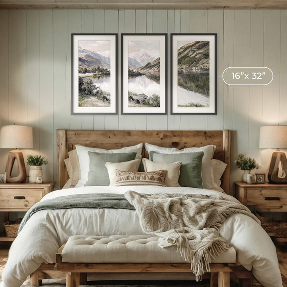 mountain painting for Nature Painting designed for AirBnB rental interior decorating by Sage and Rose Prints