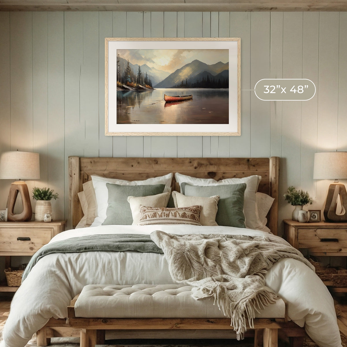 Lake Painting with Bright Colors No2 - Sage and Rose Prints