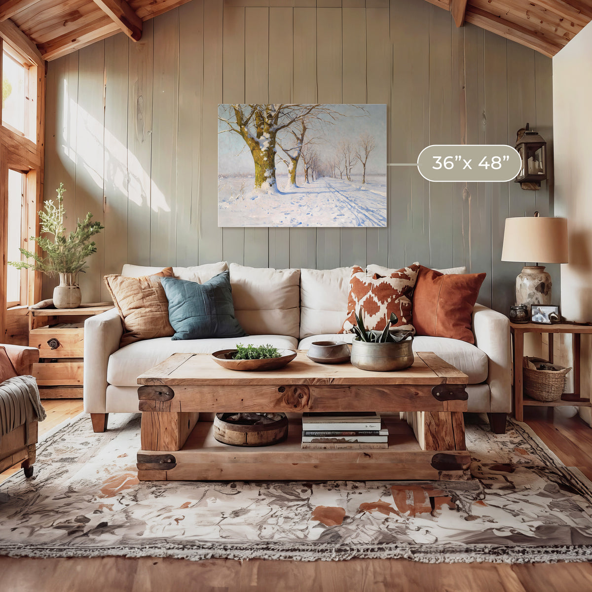Sunny Winter Landscape Painting - Sage and Rose Prints