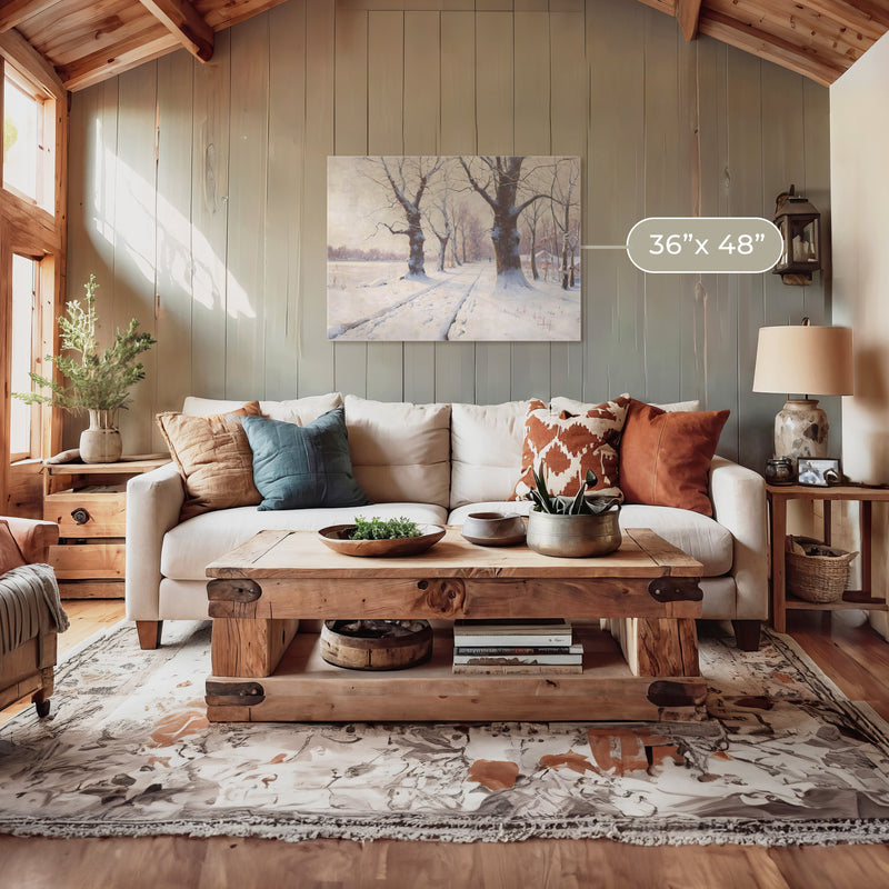 Winter Landscape in Pastel Colors - Sage and Rose Prints