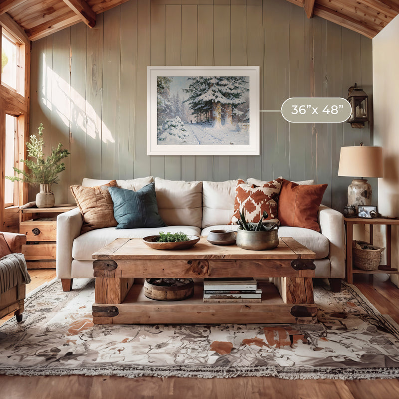 Snowy Forest Winter Wall Art - Sage and Rose Prints