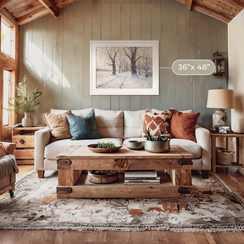 Winter Landscape in Pastel Colors - Sage and Rose Prints