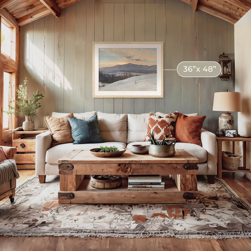 Winter Mountains In Pastel Purples - Sage and Rose Prints