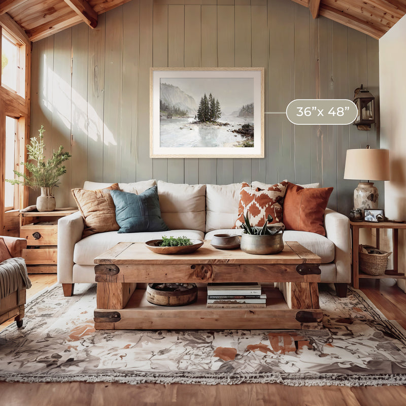 Misty Fjord Painting No2 - Sage and Rose Prints