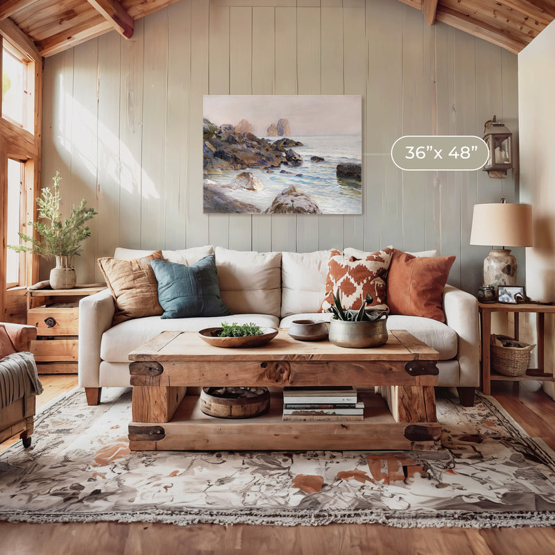 Seaside Sunrise with Coral Pink No2 - Sage and Rose Prints