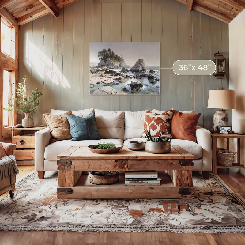 Rocky Beach Painting No2 - Sage and Rose Prints