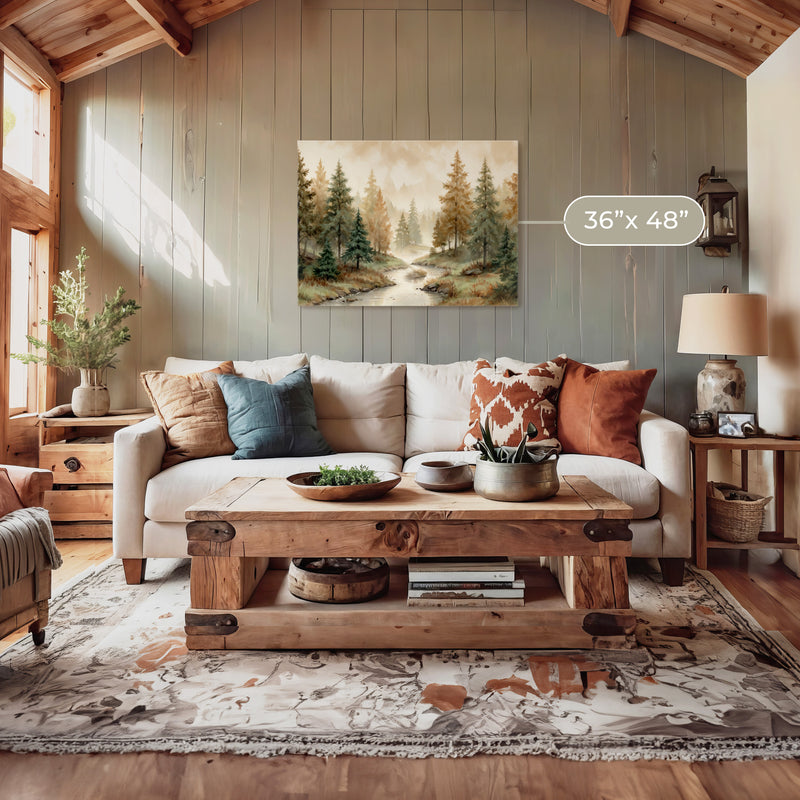Forest Landscape in Fall Colors - Sage and Rose Prints