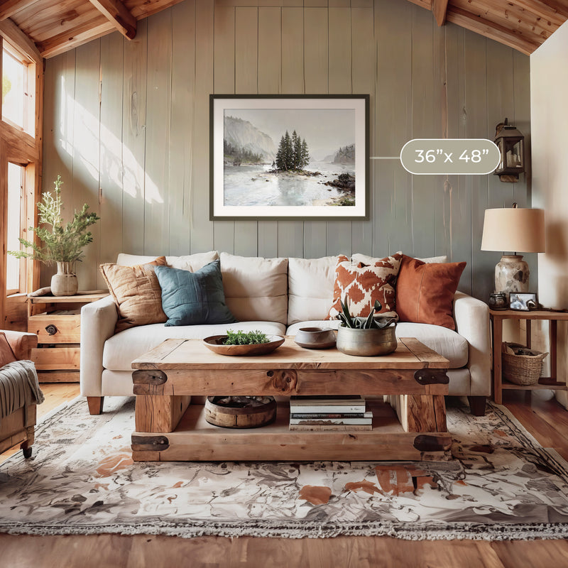 Misty Fjord Painting No2 - Sage and Rose Prints