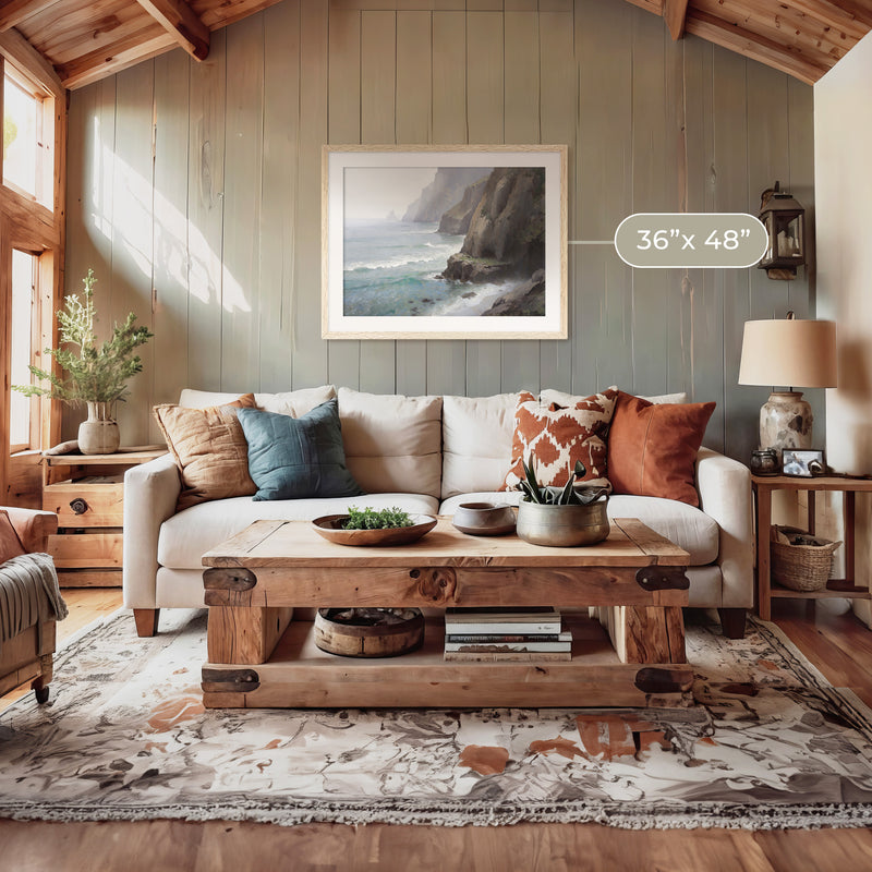 Misty Cliffs Painting No2 - Sage and Rose Prints