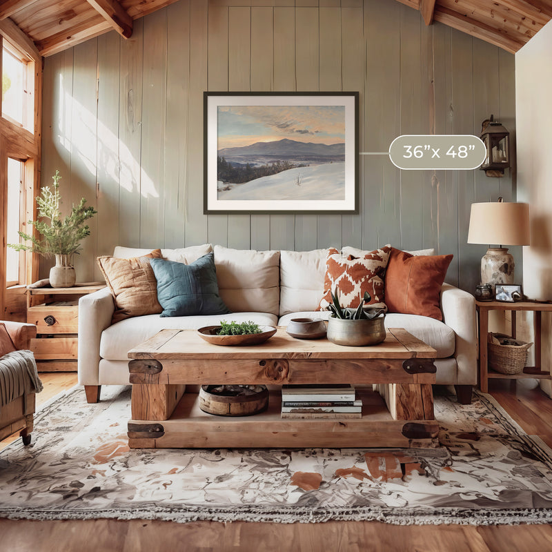 Winter Mountains In Pastel Purples - Sage and Rose Prints